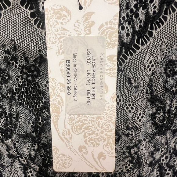 NWT Peruvian Connection Black/Pearl Lace Pencil Skirt w/Full Lining Size 10 - Picture 6 of 16